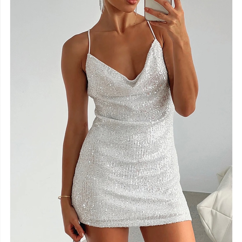 Lost In You Sequin Mini Dress Silver